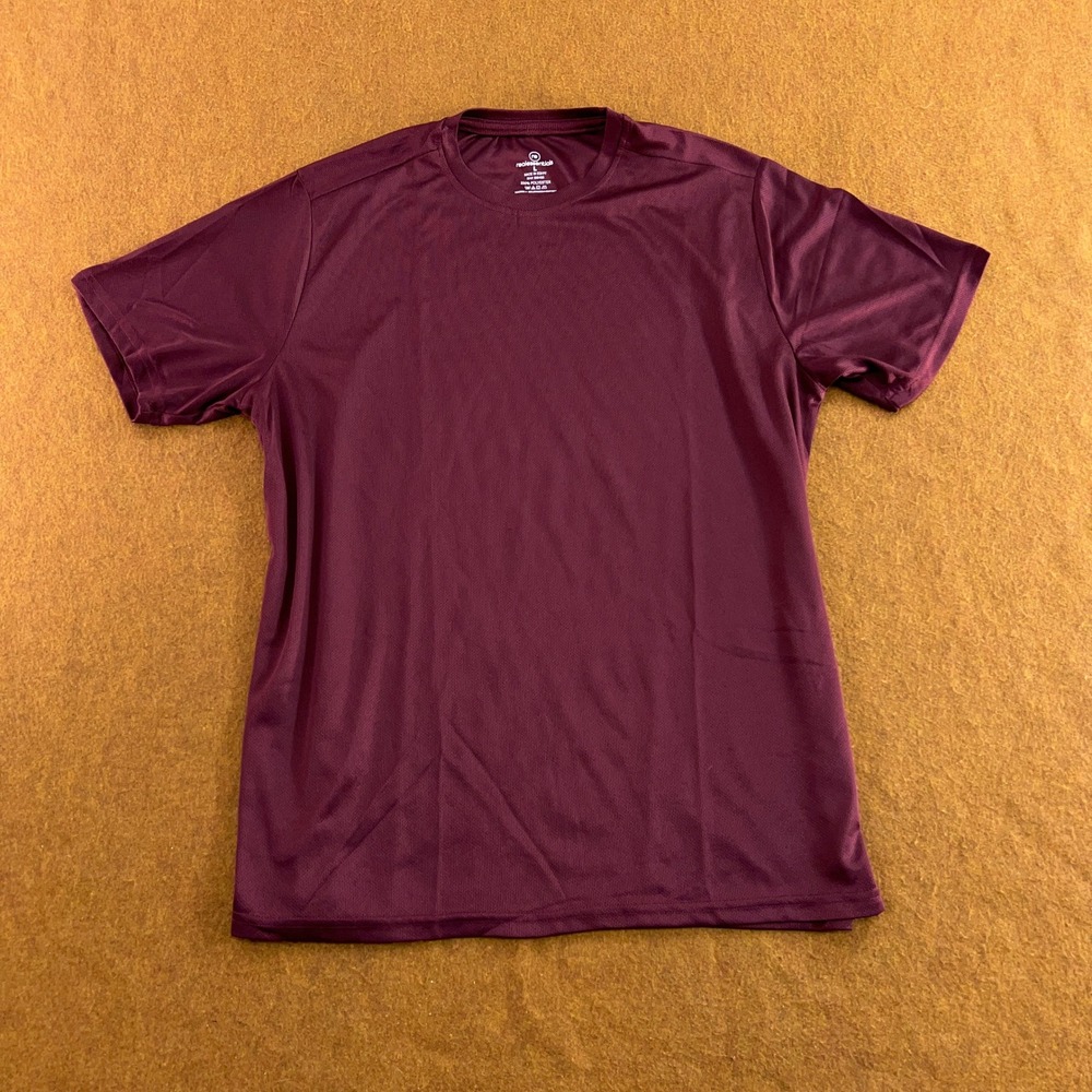 Real Essentials Mens Large Burgundy Active Performance Short Sleeve T-Shirt New